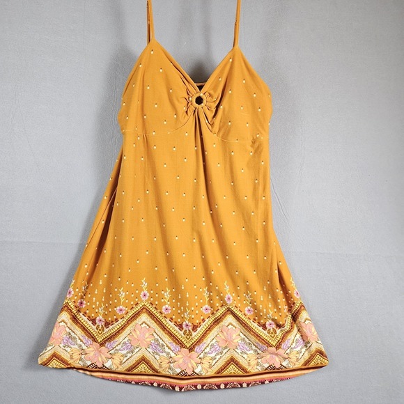 Mudd Dresses & Skirts - mudd floral polka dot o-ring sundress mustard yellow large